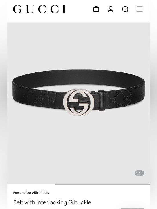 Gucci Other - Authentic Gucci Black Guccissima Leather Silver Interlocking G Buckle Belt